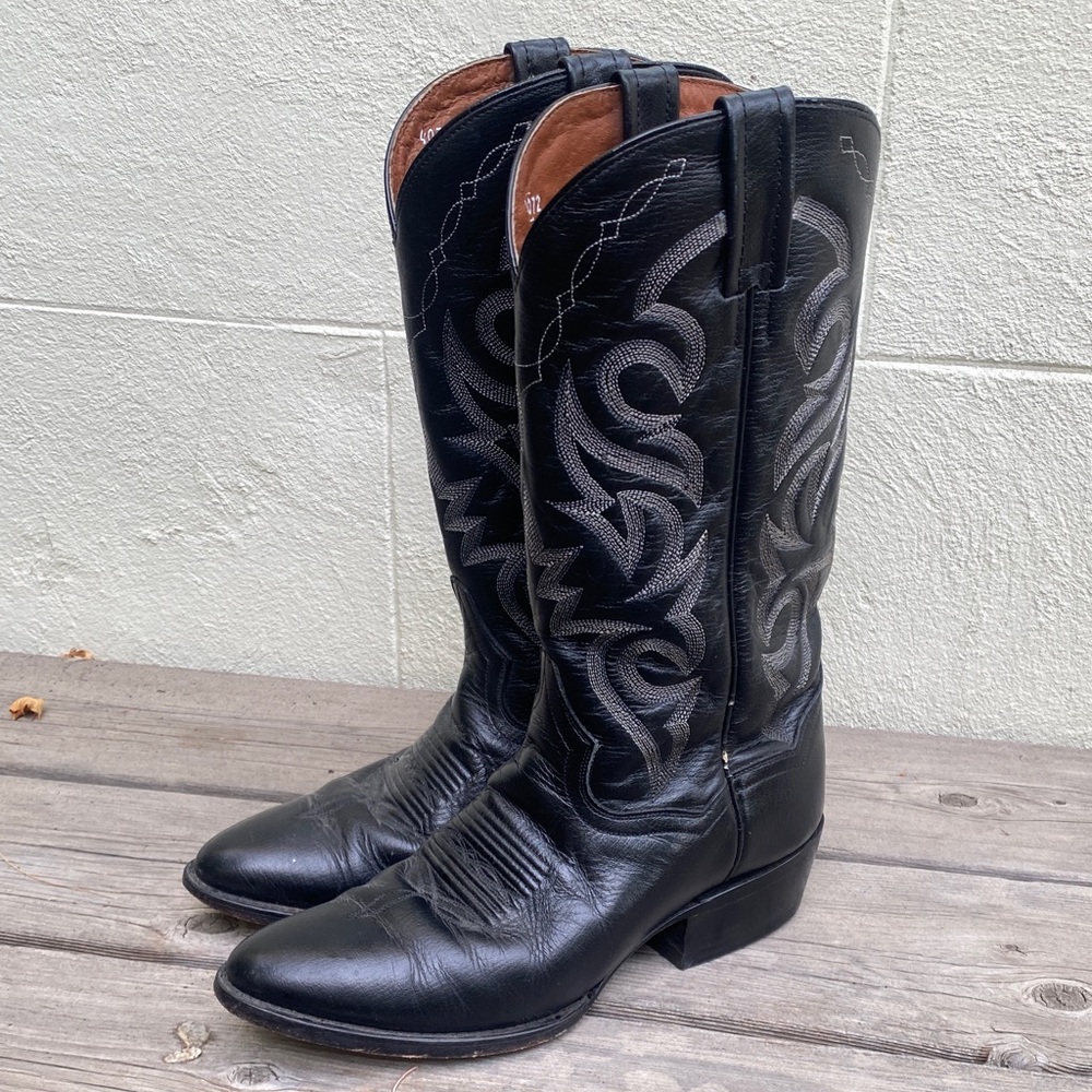 Dan Post Men’s Cowboy Boots Black Size 7 E Western EUC